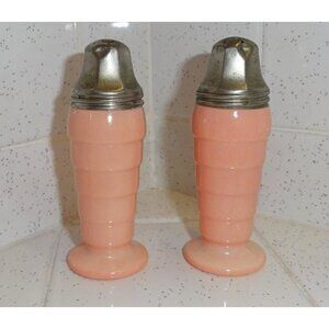 Vintage Hazel Atlas Pink Moderntone Salt & Pepper Shakers depression era retro